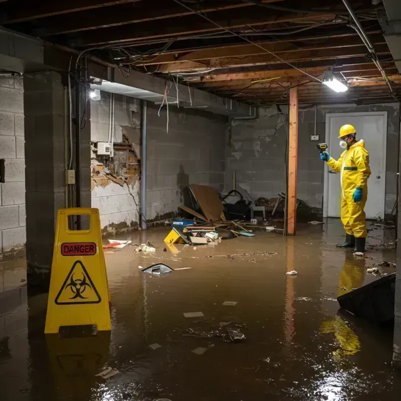 Flooded Basement Electrical Hazard in Auburn, IL Property